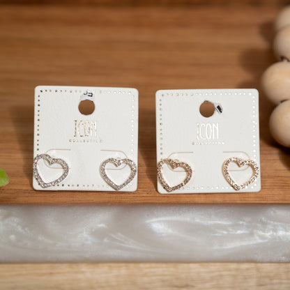 Sparkle Heart Studs – Silver & Gold