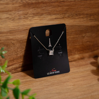 Parisian Radiance Solitaire Necklace – Silver ✨