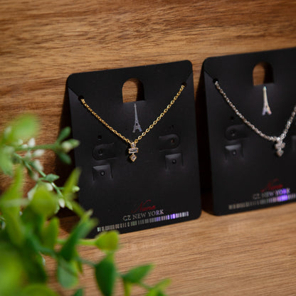 Twilight Stacks CZ Pendant Necklace – Gold & Silver