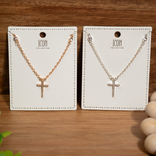 Dainty Cross Pendant Necklace – Silver or Gold