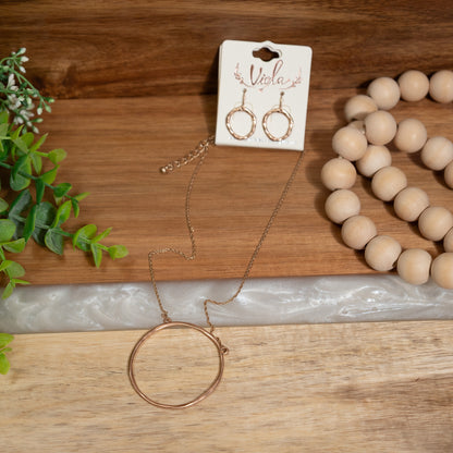 Golden Hoop Necklace & Earring Set – Minimalist Chic