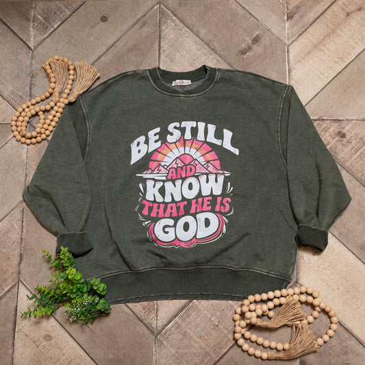 Still Waters Faith Crewneck | Be Still and Know Graphic Sweatshirt
