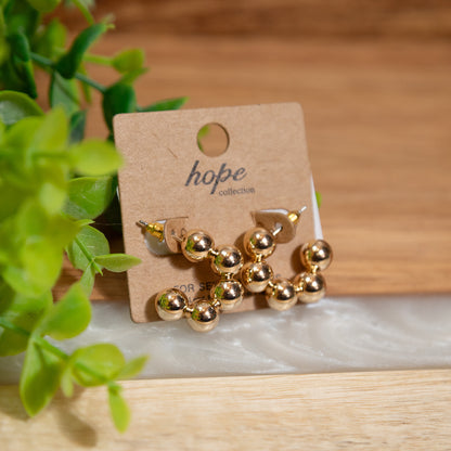 Golden Glow Beaded Hoop Earrings