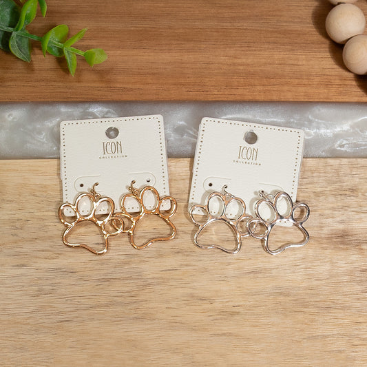 Paw Print Hoop Earrings – Gold or Silver