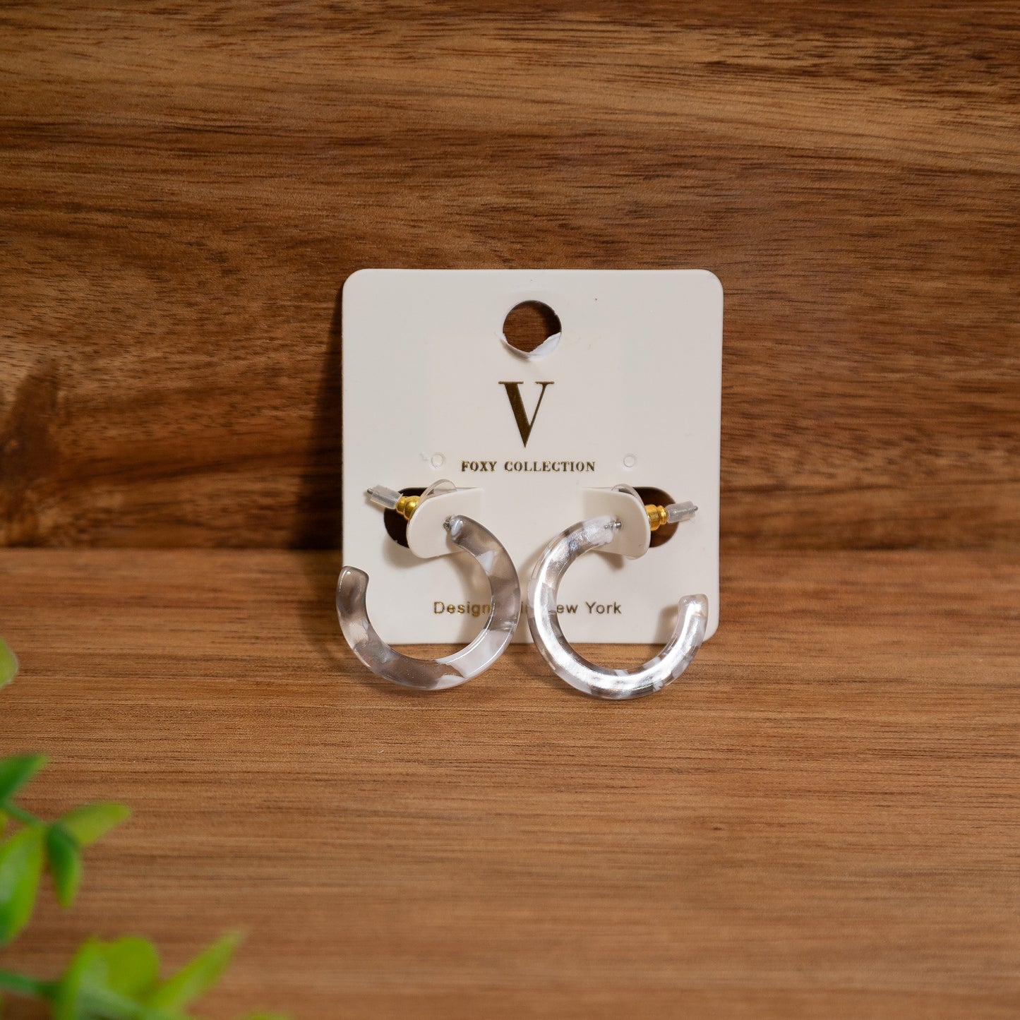 Clear Marbled Acrylic Mini Hoop Earrings