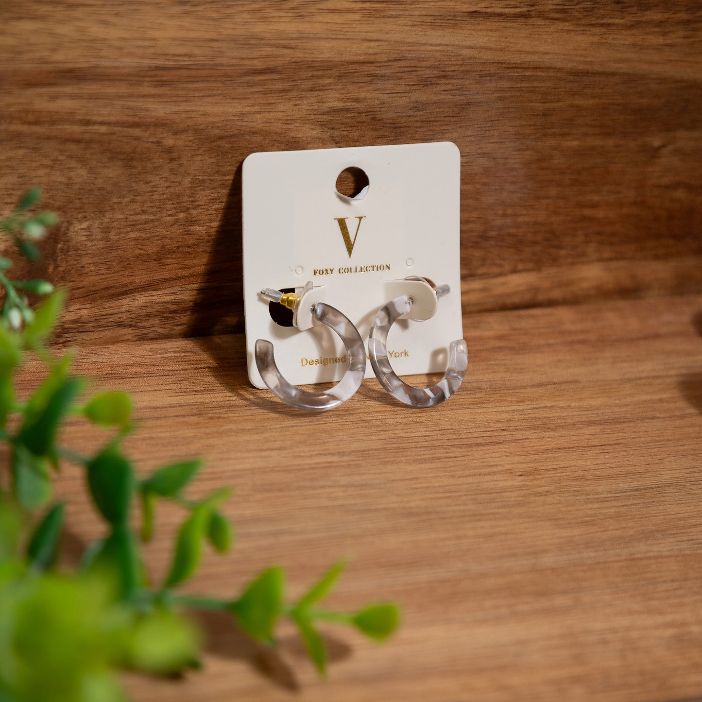 Clear Marbled Acrylic Mini Hoop Earrings