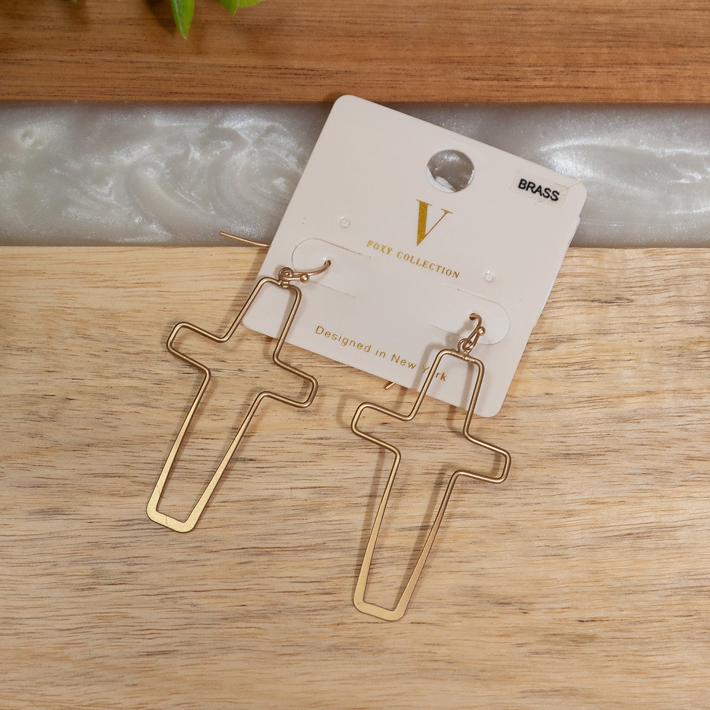 Bold Gold Outline Cross Earrings