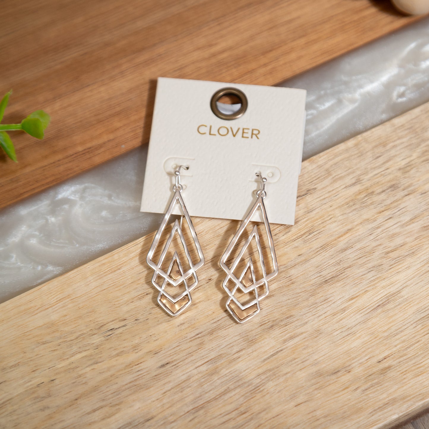 Silver Art Deco Layered Drop Earrings