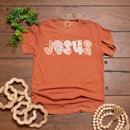 Jesus Is My Favorite Season Tee | Comfort Colors Patchwork Faith Graphic T-Shirt