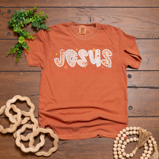 Jesus Is My Favorite Season Tee | Comfort Colors Patchwork Faith Graphic T-Shirt