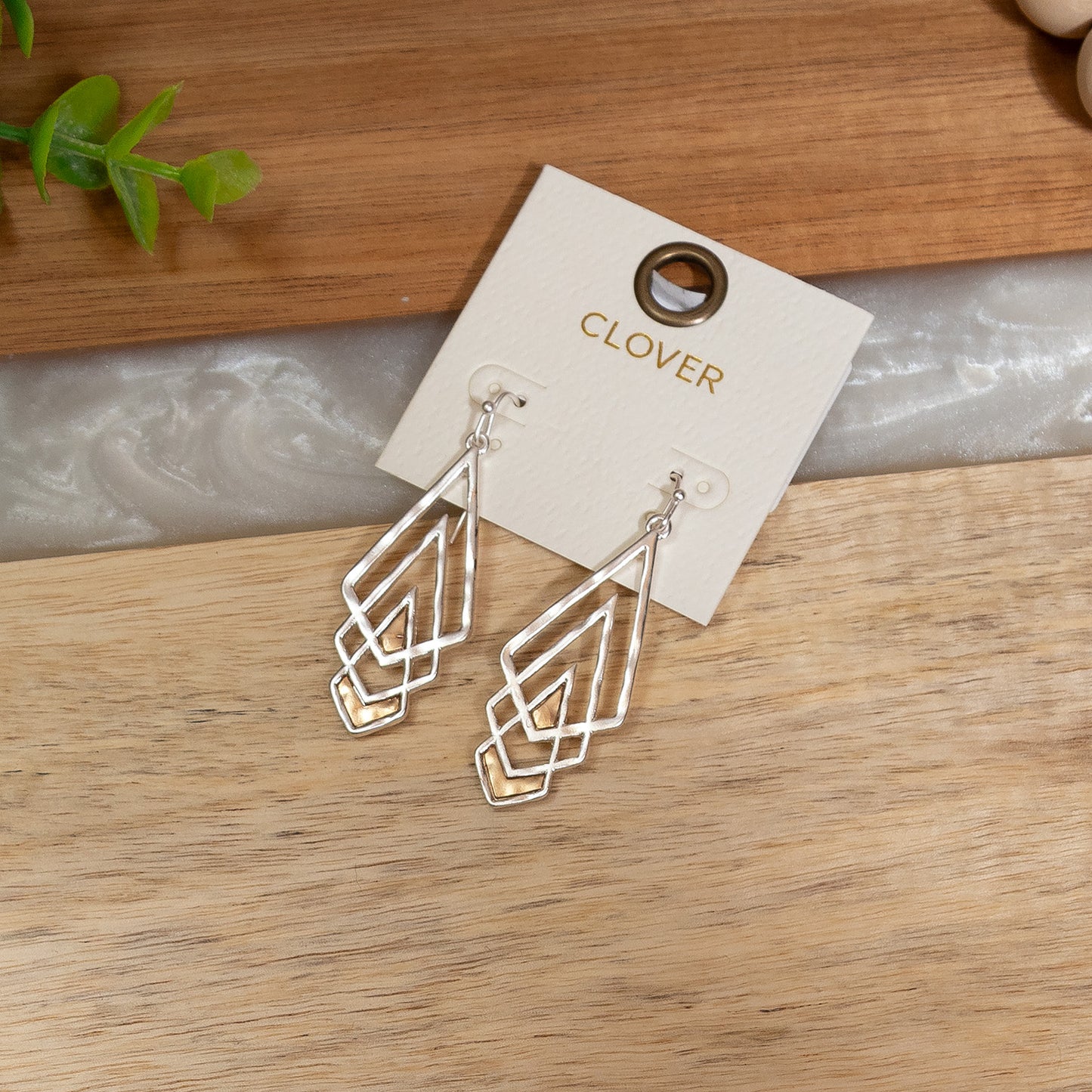 Silver Art Deco Layered Drop Earrings