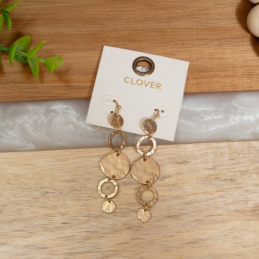 Hammered Gold Multi-Circle Statement Earrings