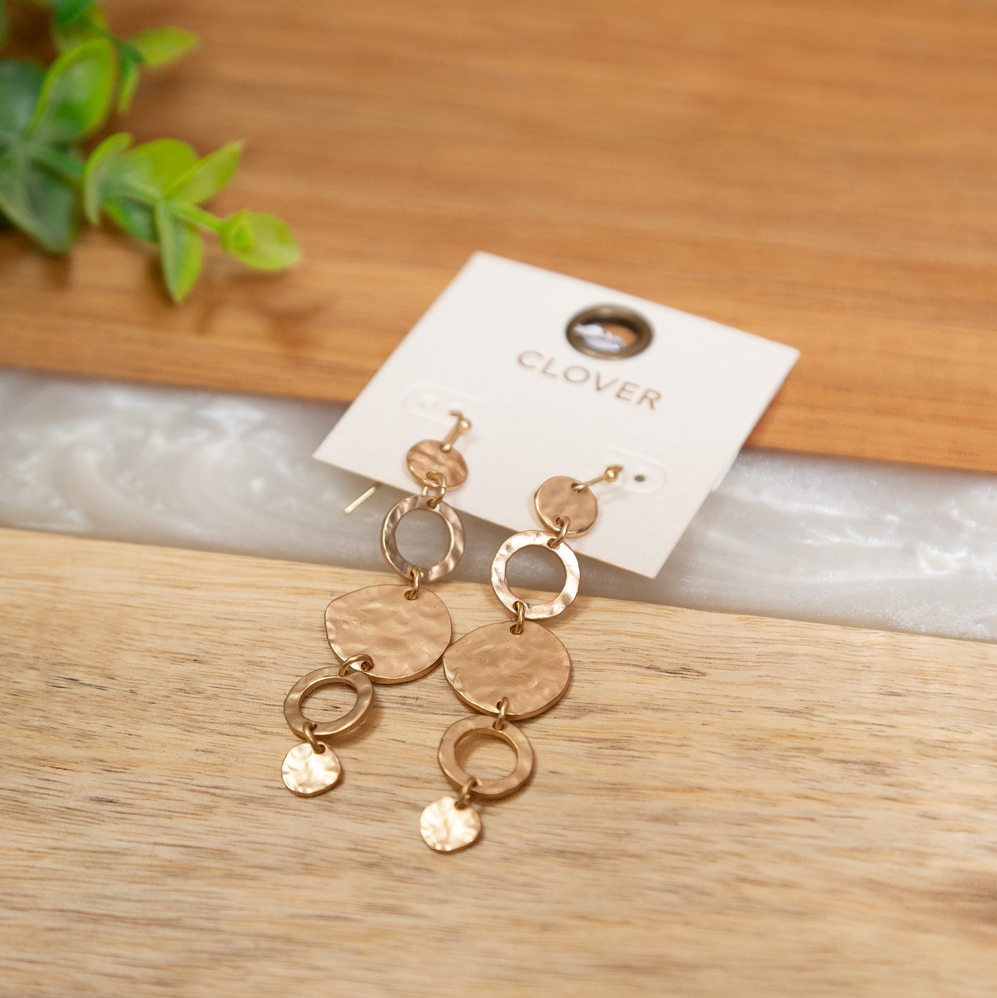 Hammered Gold Multi-Circle Statement Earrings