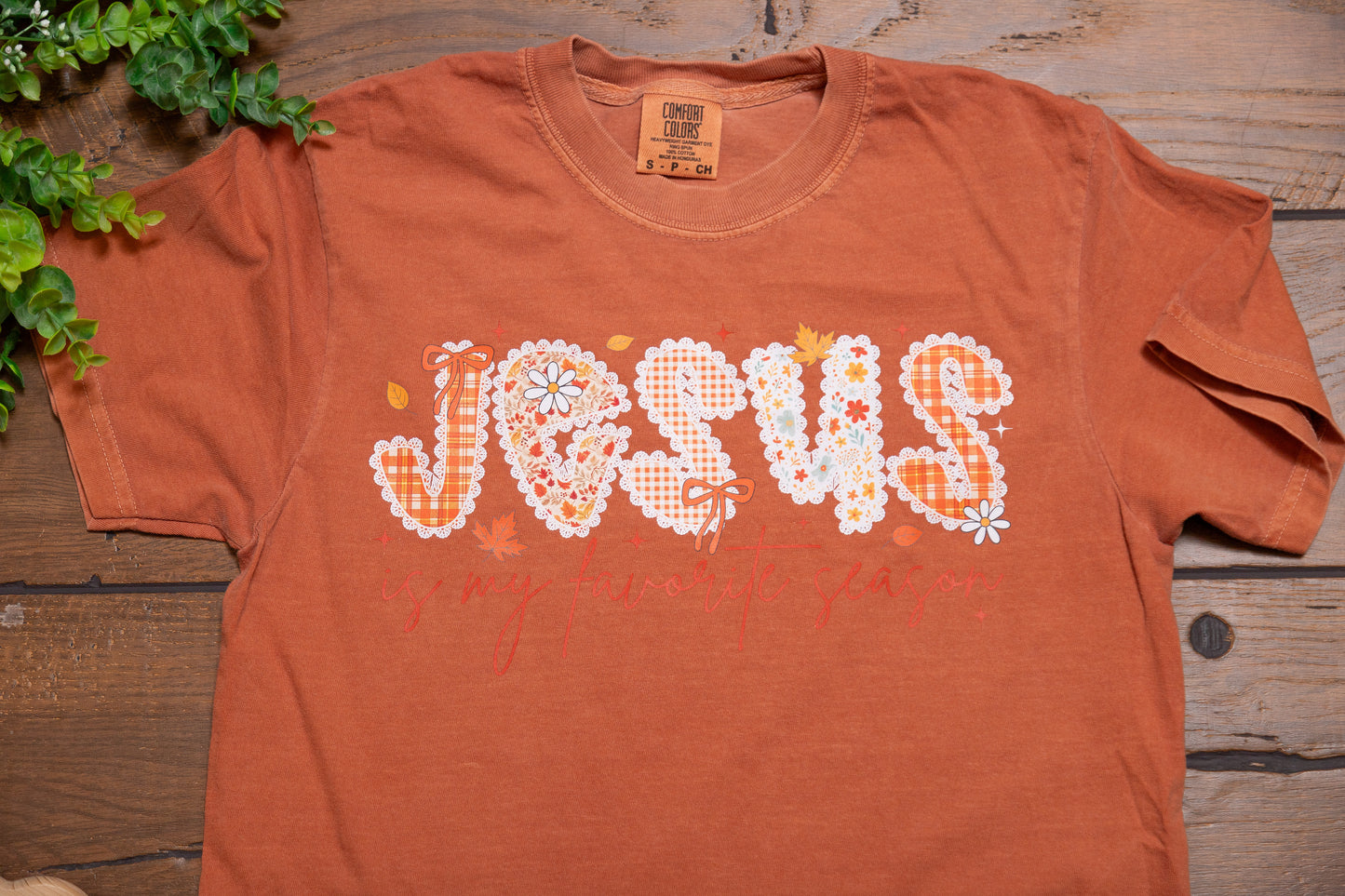 Jesus Is My Favorite Season Tee | Comfort Colors Patchwork Faith Graphic T-Shirt