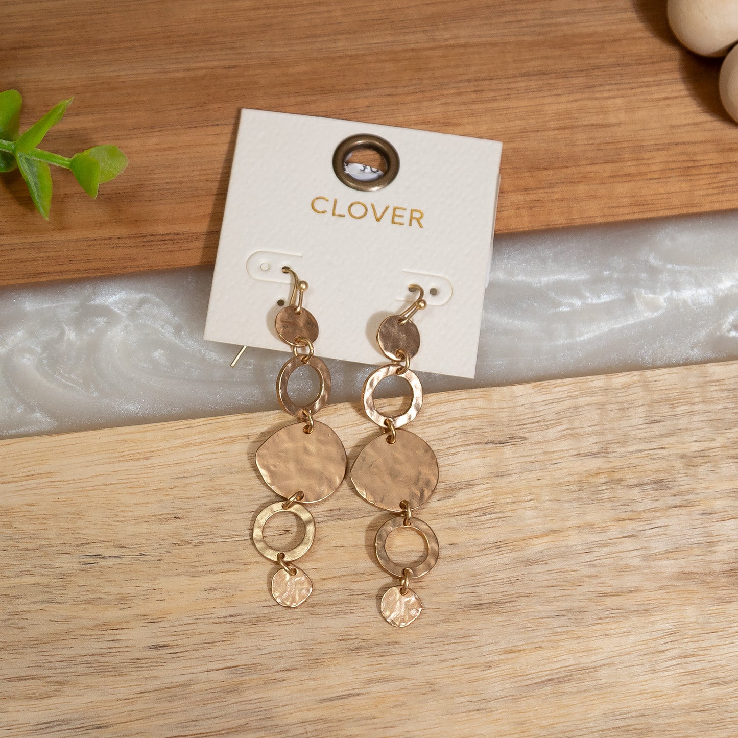 Hammered Gold Multi-Circle Statement Earrings