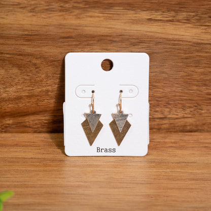 Two-Tone Brass Chevron Drop Earrings 🔻