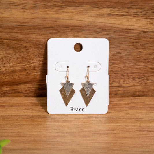 Two-Tone Brass Chevron Drop Earrings 🔻