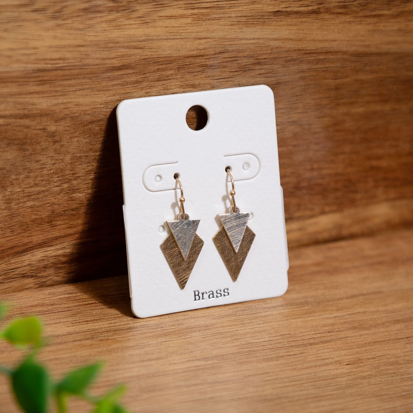 Two-Tone Brass Chevron Drop Earrings 🔻