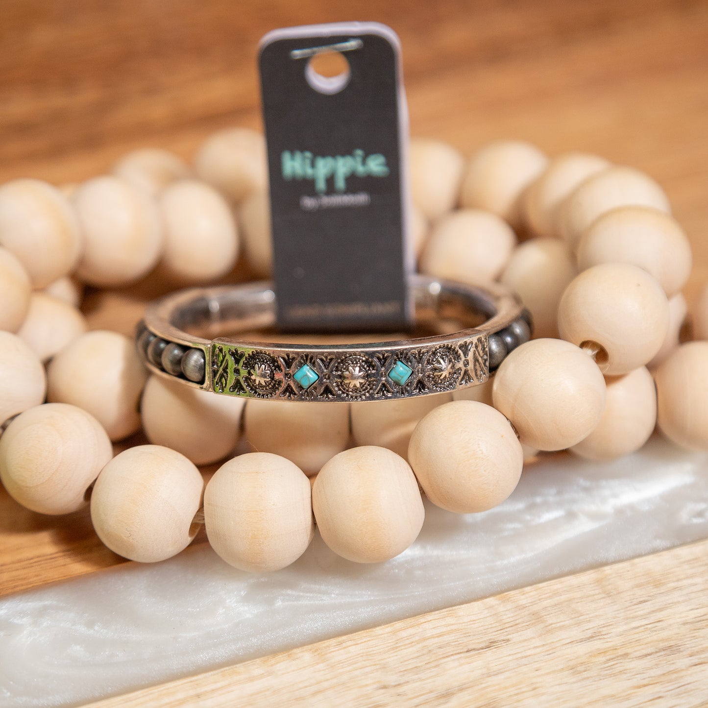 Nomad Spirit Turquoise Bangle – Boho Western Engraved Bracelet