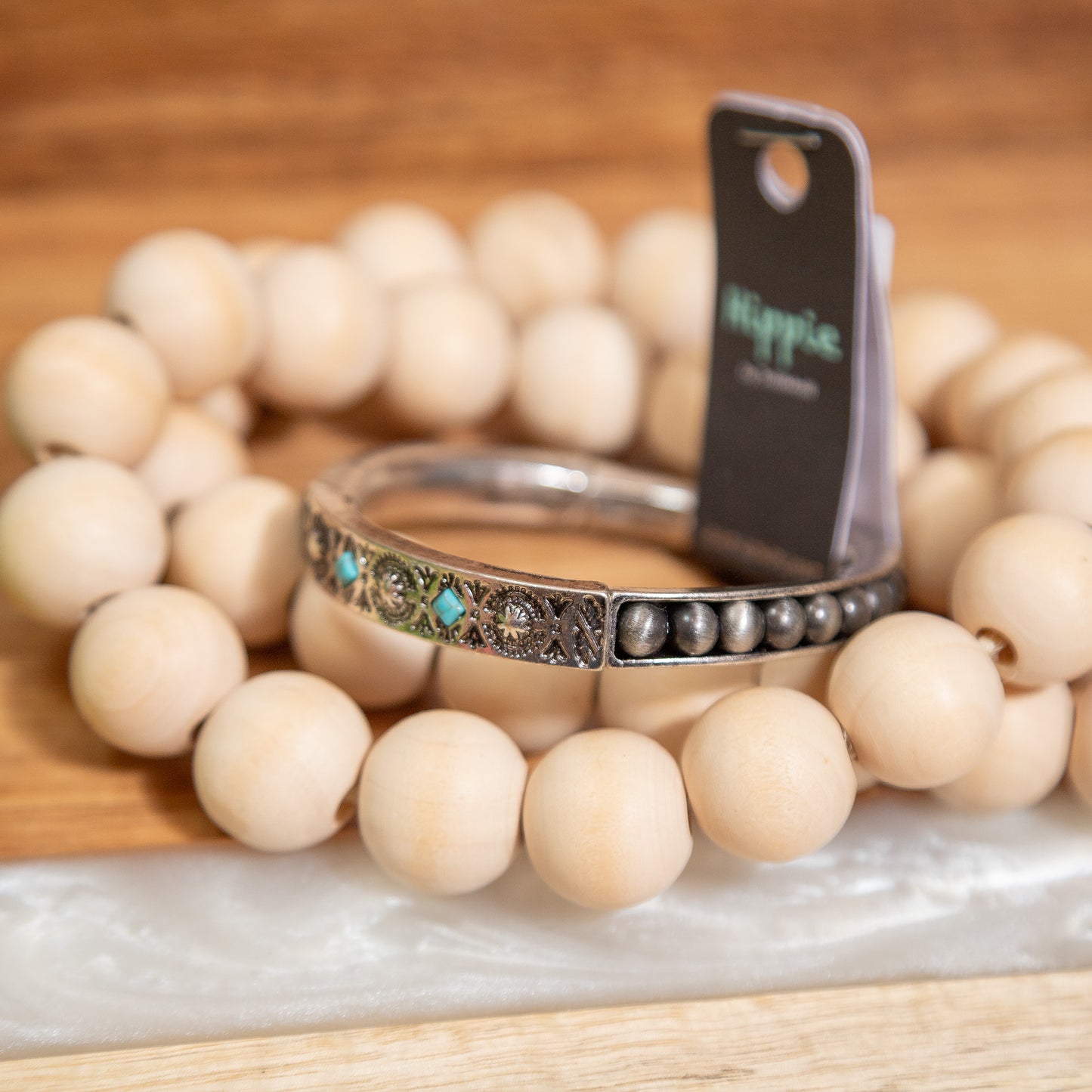Nomad Spirit Turquoise Bangle – Boho Western Engraved Bracelet