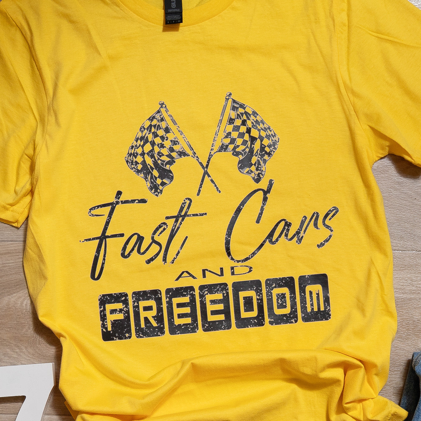 Fast Cars and Freedom Graphic Tee – Racing Checkered Flag T-Shirt, Country Music Inspired