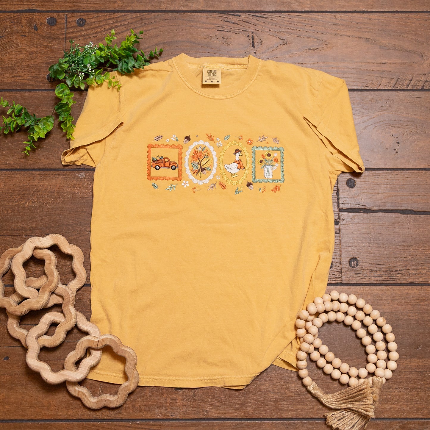 Harvest Story Embroidered Tee | Comfort Colors Mustard Fall T-Shirt