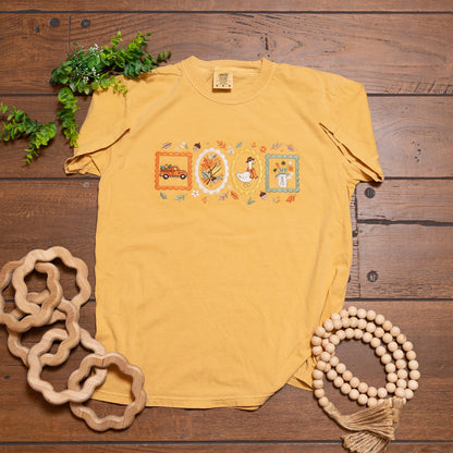 Harvest Story Embroidered Tee | Comfort Colors Mustard Fall T-Shirt