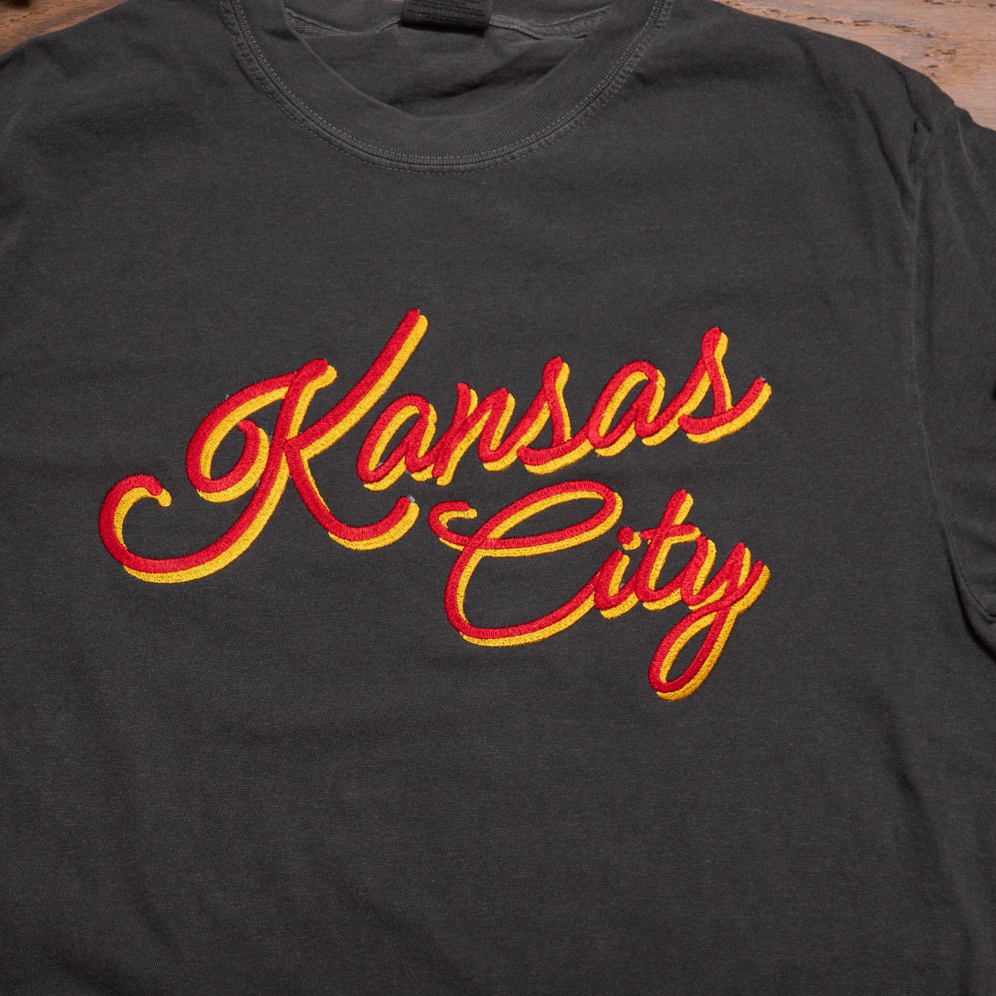 Kansas City Script Embroidered Tee & Crewneck | Custom KC Spirit Shirt or Sweatshirt