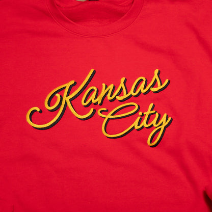 Kansas City Script Embroidered Tee & Crewneck | Custom KC Spirit Shirt or Sweatshirt