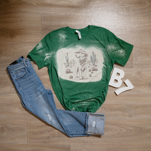 Cowboy Dog Graphic Tee – Western Desert T-Shirt with Cactus & Bandana Pup