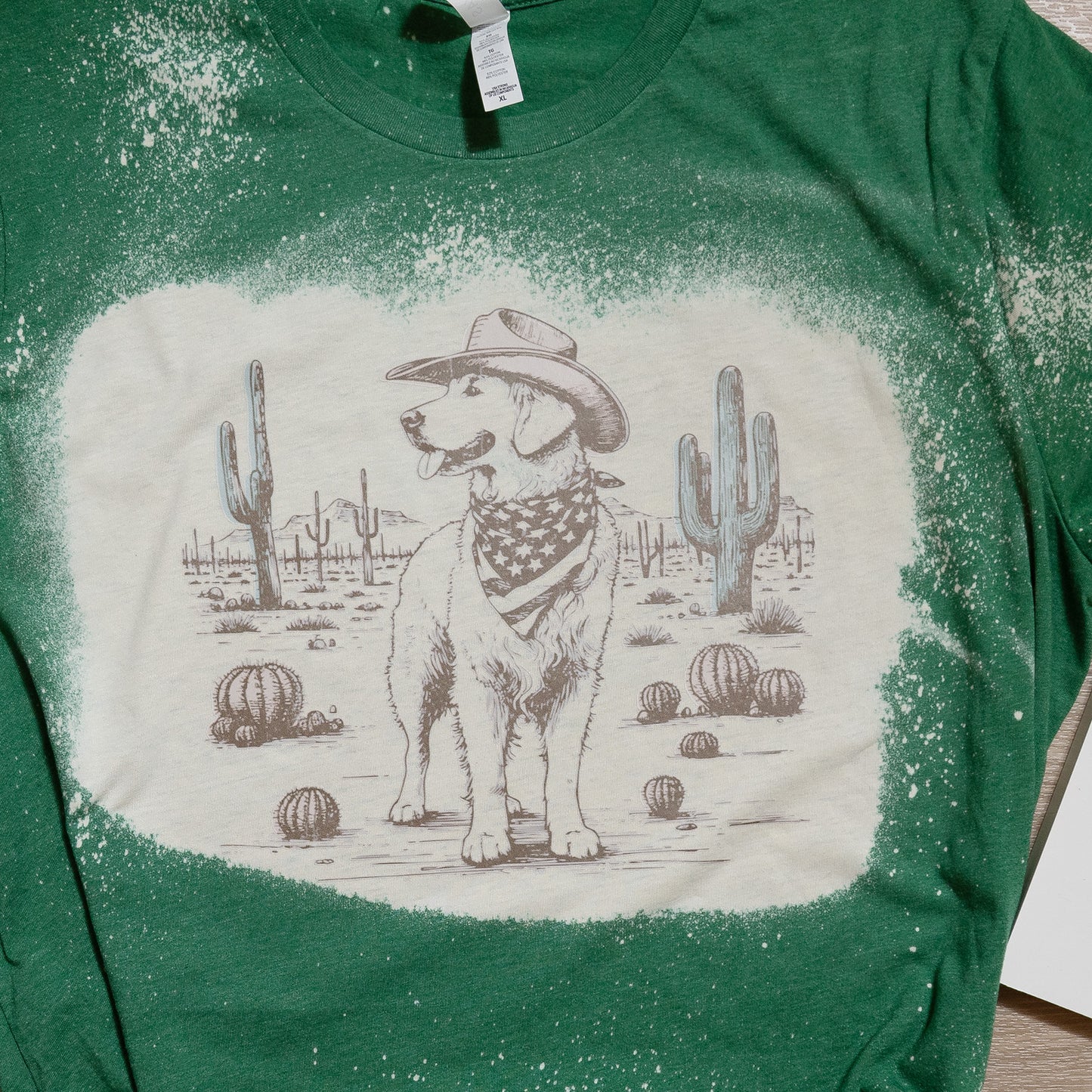 Cowboy Dog Graphic Tee – Western Desert T-Shirt with Cactus & Bandana Pup