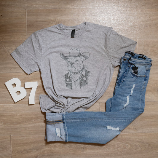 Cowboy Bulldog Graphic Tee – Western Dog Lover T-Shirt