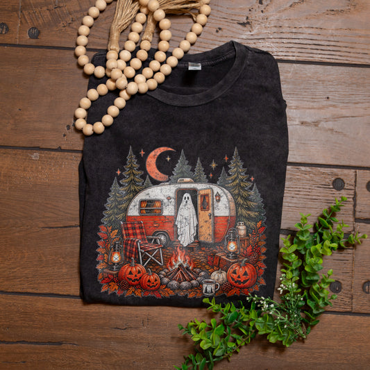 Campfire Ghost Tee | Spooky Camper Graphic T-Shirt