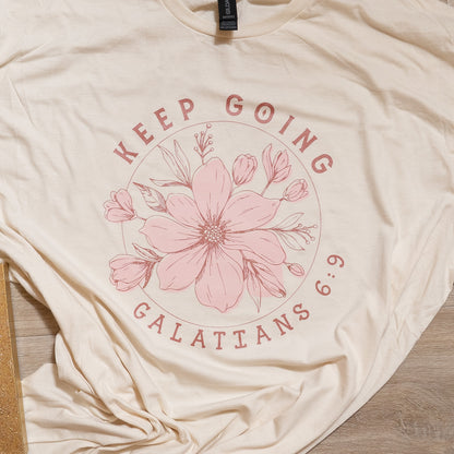 Keep Going Galatians 6:9 Christian Graphic Tee – Faith & Encouragement T-Shirt