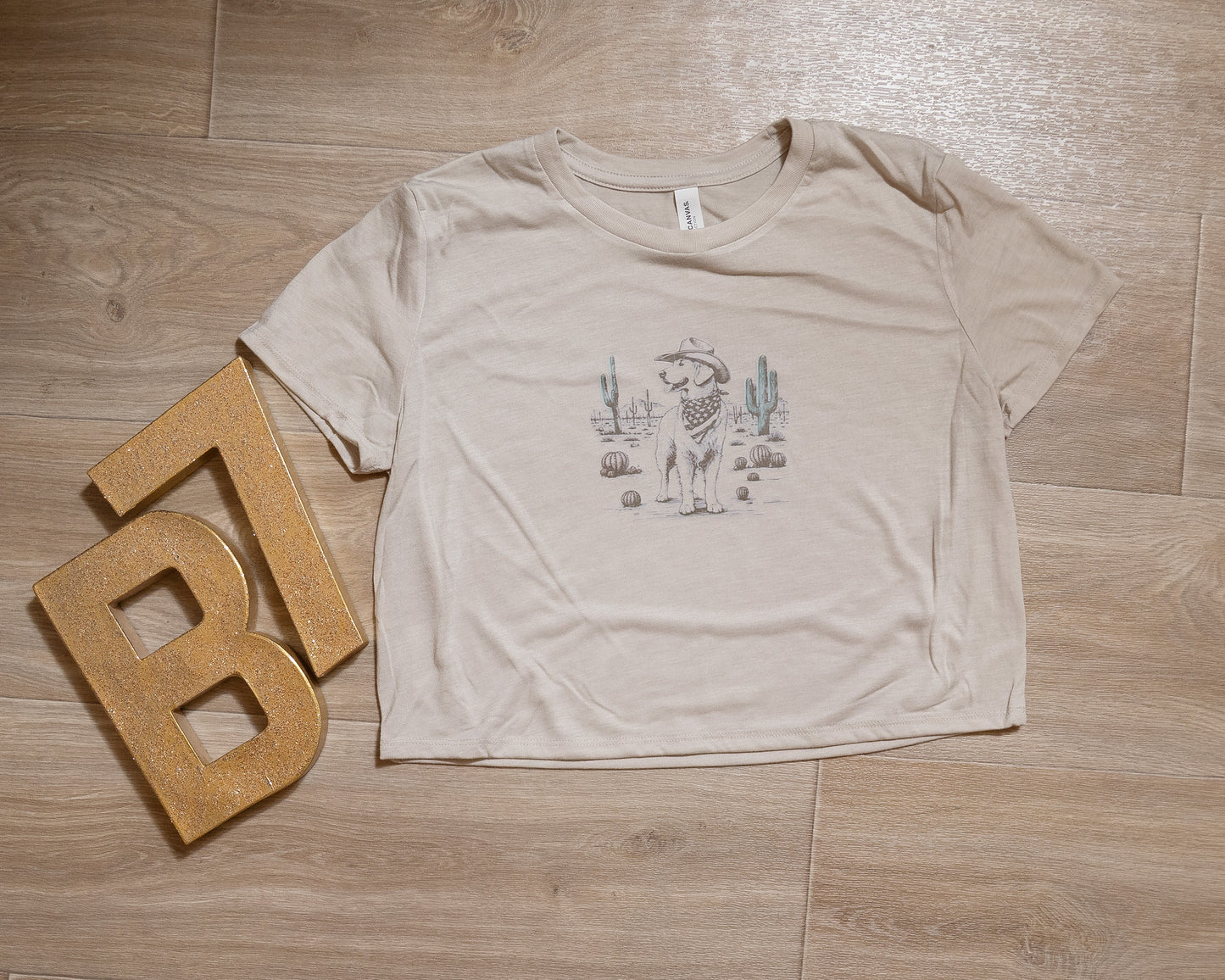 Cowboy Dog Graphic Tee – Western Desert T-Shirt with Cactus & Bandana Pup