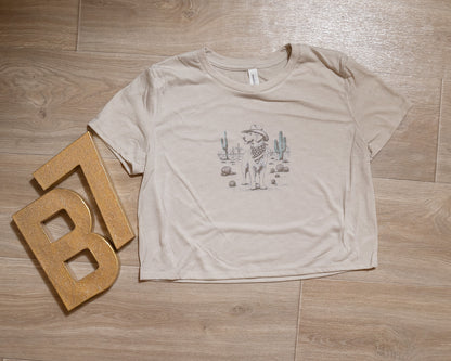 Cowboy Dog Graphic Tee – Western Desert T-Shirt with Cactus & Bandana Pup