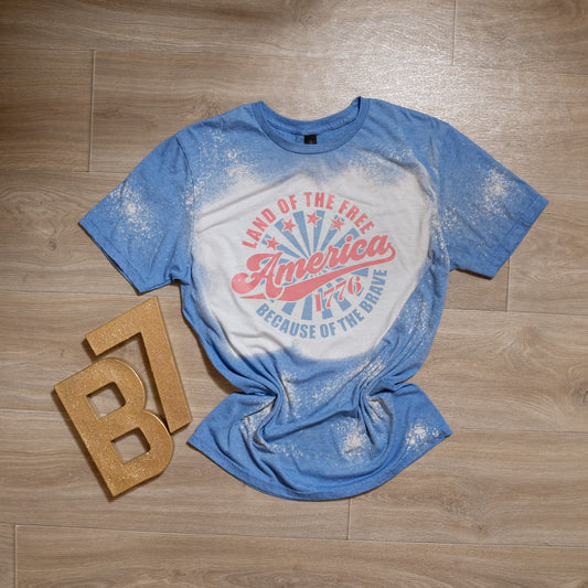 Land of the Free Because of the Brave Patriotic Graphic Tee