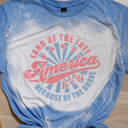 Land of the Free Because of the Brave Patriotic Graphic Tee