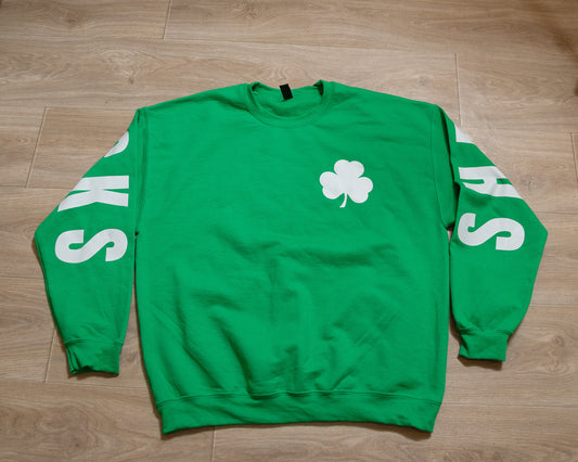 North Harrison Shamrocks Crewneck Sweatshirt – Green Spirit Wear with Clover & Bold Lettering