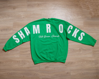 North Harrison Shamrocks Crewneck Sweatshirt – Green Spirit Wear with Clover & Bold Lettering