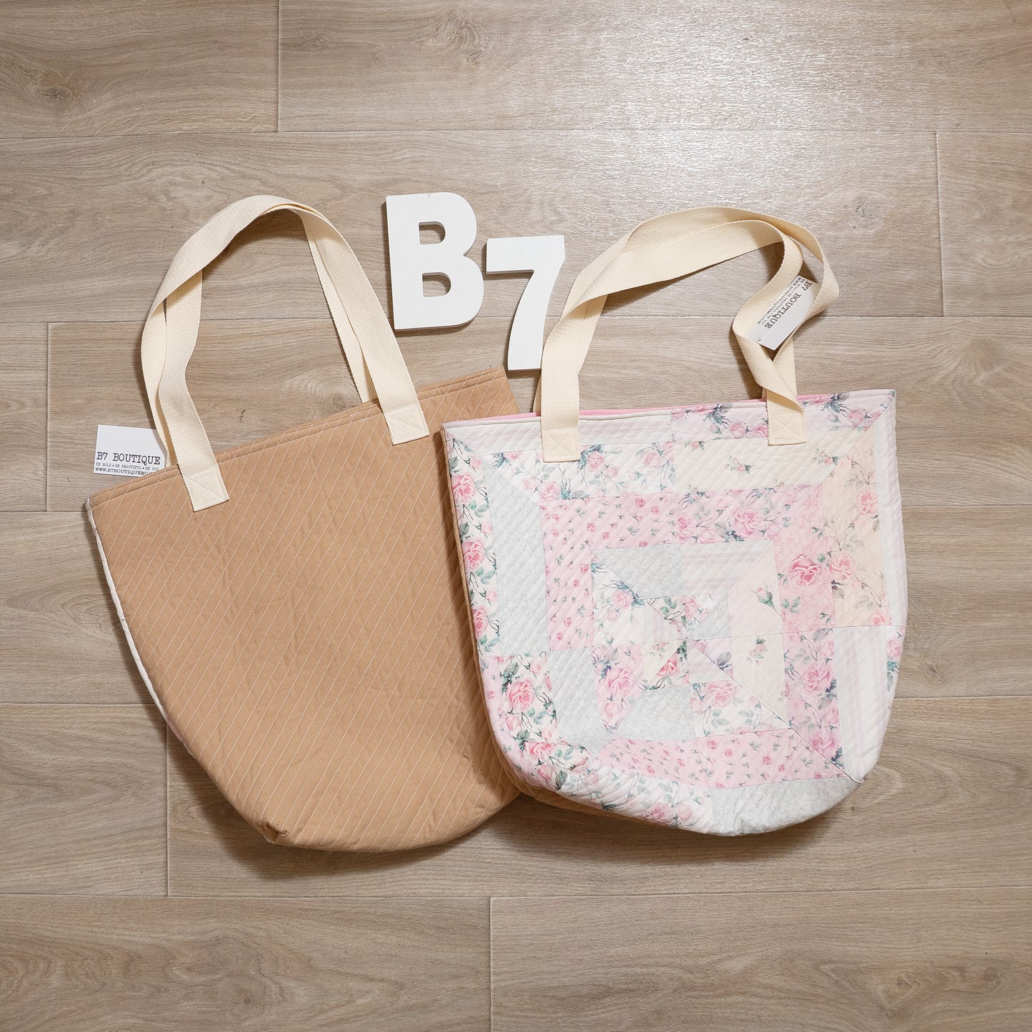 Floral Front & Camel Back Quilted Tote Bag – B7 Boutique Everyday Carryall