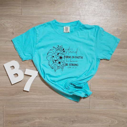 Stand Firm in Faith Embroidered Comfort Colors T-Shirt – 1 Corinthians 16:13 Christian Tee