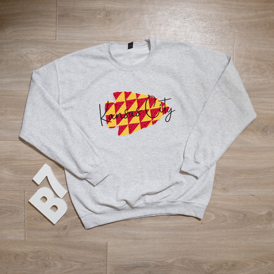Kansas City Appliqué Quilted Embroidered Crewneck Sweatshirt