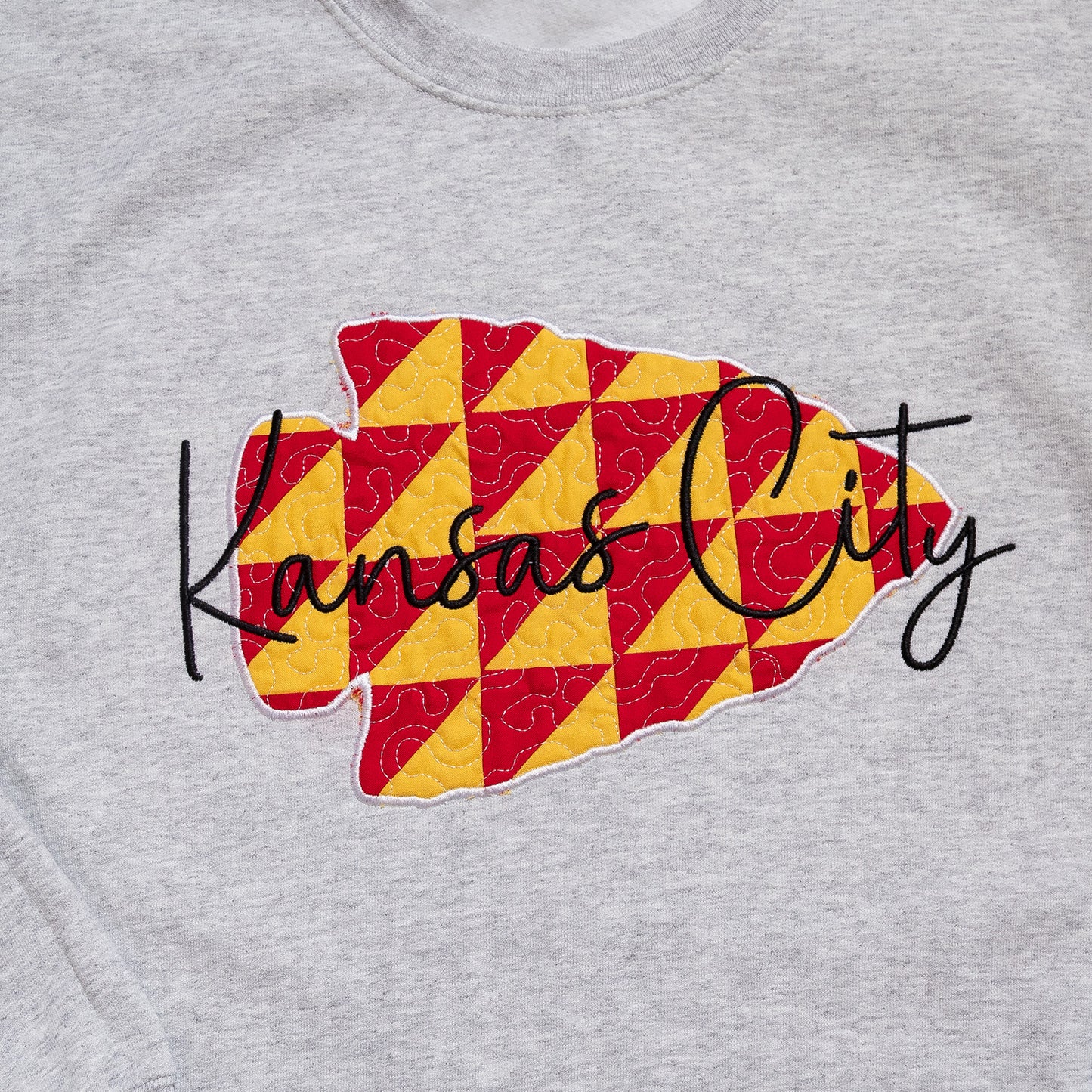Kansas City Appliqué Quilted Embroidered Crewneck Sweatshirt