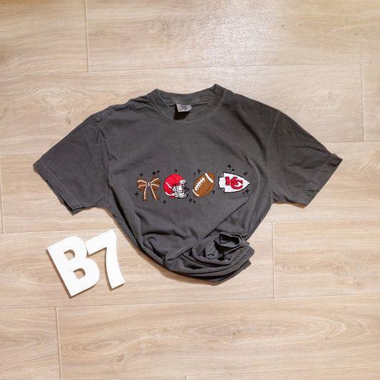 Kansas City Game Day Embroidered Comfort Colors® Tee – Football, Helmet & KC Graphic Shirt