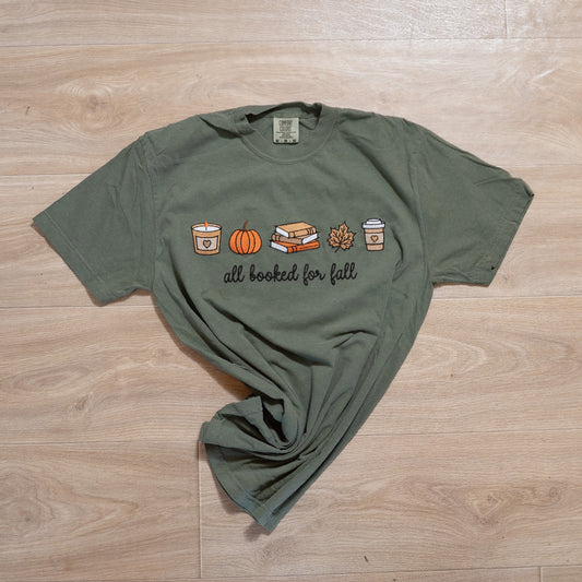 All Booked for Fall Embroidered Tee – Comfort Colors® Olive