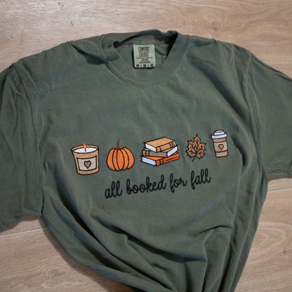 All Booked for Fall Embroidered Tee – Comfort Colors® Olive
