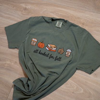 All Booked for Fall Embroidered Tee – Comfort Colors® Olive