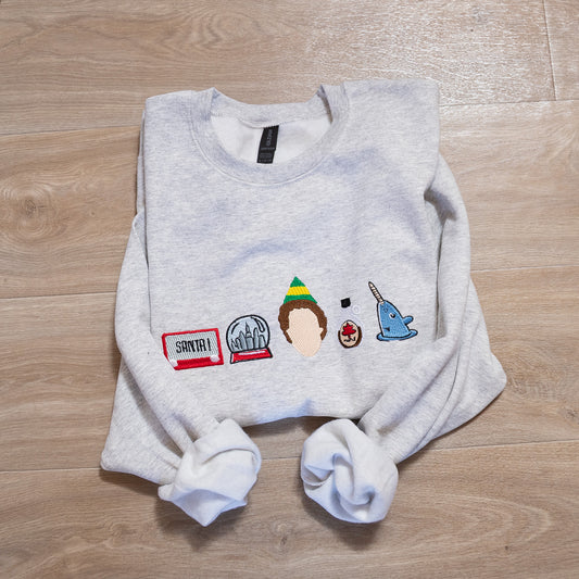 Buddy’s Crewneck – Elf Movie Inspired Embroidered Holiday Sweatshirt by B7 Boutique