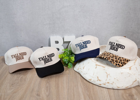 Y’all Need Jesus Embroidered Trucker Hat – Faith & Western Style Cap